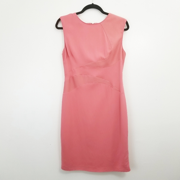Reiss Danielle Pink Sheath Dress Textured Swirls 8 - Picture 2 of 9
